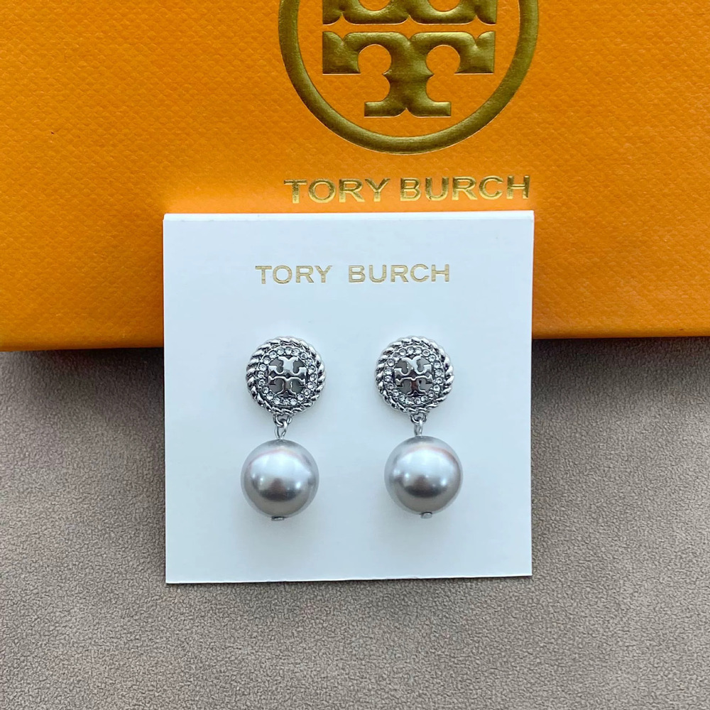 Tory Burch Rhinestone Pearl Metal Earrings